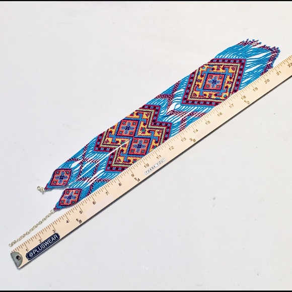 Woven Seed-Bead Boho Necklace - Picture 2 of 9